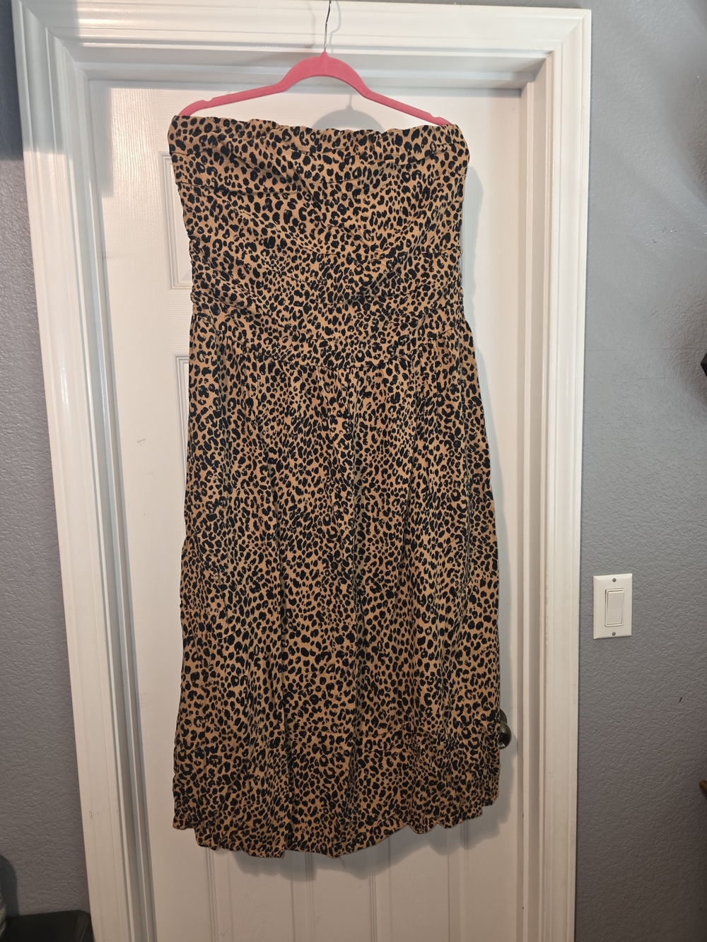 Universal Thread Strapless Leopard-Print Midi Dress - Tan/Black